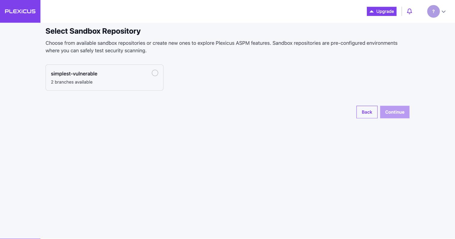 Sandbox repository selection screen