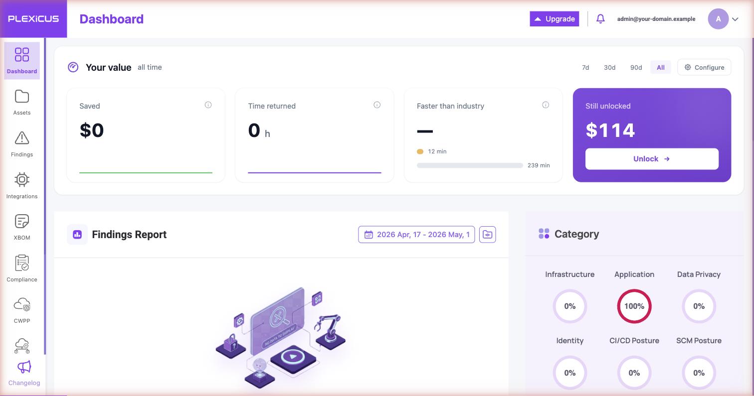 Plexicus Dashboard after first scan
